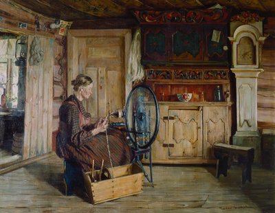 Interior from Sandbu farm in Vaga av Gustav Wentzel