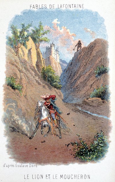 Fabler fra La Fontaine: Løven og Moucheron, etter Gustave Doré. av Gustave (after) Dore
