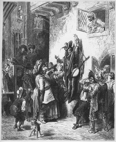Narren som selger visdom - Narren som selger visdom - fra 'Fables' av Jean de La Fontaine (Lafontaine) (1621-95) - gravering etter Gustave Dore (1832-83) - Privat samling av Gustave (after) Dore