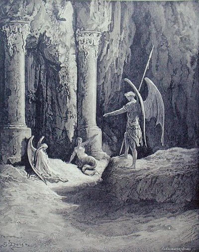 Satan ved helvetes porter, fra bok II av 