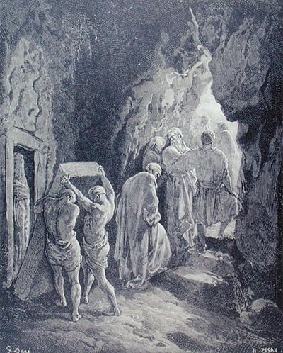 The Burial of Sarah, gravert av Heliodore Joseph Pisan (1822-90) ca. 1868 (gravering) av Gustave (after) Dore