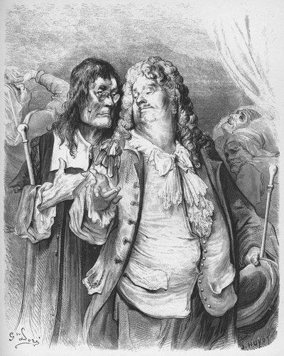les medecins - Doctors - fra 'Fables' av Jean de La Fontaine (Lafontaine) (1621-95) - gravering etter Gustave Dore (1832-83) - Privat samling av Gustave (after) Dore
