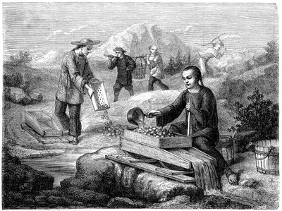 Kinesiske gruvearbeidere, California, 1800-tallet. av Gustave Adolphe Chassevent Bacques