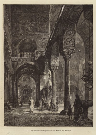 Interiør i Markuskirken i Venezia av Gustave Bauernfeind
