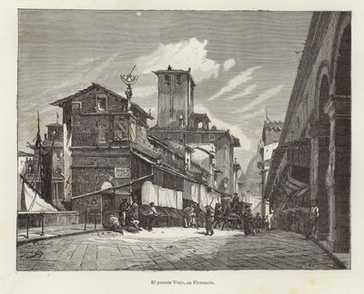 Ponte Vecchio i Firenze av Gustave Bauernfeind