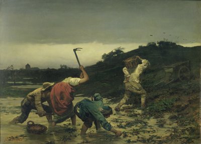 Bønder som høster poteter under Rhinflommen i 1852 av Gustave Brion