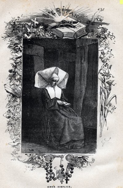 Portrett av søster Simplice - Illustrasjon av Gustave Brion (1824-1877) for "The Miserables - First part: Fantine" av Victor Hugo (1802-1885) 1862 av Gustave Brion