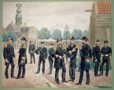 Offiserer for den danske marinen ved Akademiet. Akvarell av Gustav Brock av Gustave Brock