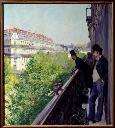 En parisisk balkong i 1880-maleri av Gustave Caillebotte (1848-1894) 1880 Dim. 0,6x0,66 m Privat samling - En parisisk balkong i 1880. Maleri av Gustave Caillebotte (1848-1894) av Gustave Caillebotte