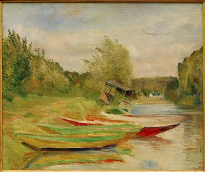 Båter og hytter, langs Seinen av Gustave Caillebotte