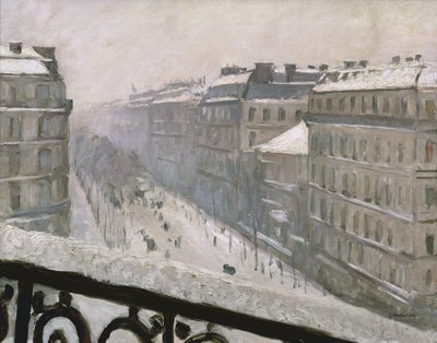 Boulevard Haussmann i snøen, 1879 eller 1881 av Gustave Caillebotte
