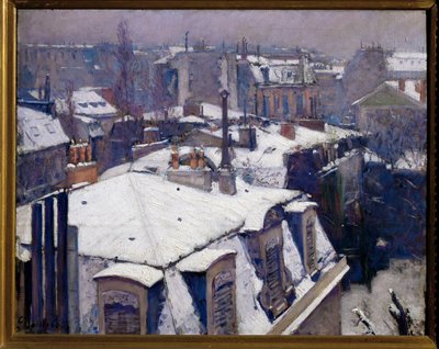 Snø på tak (maleri på lerret) av Gustave Caillebotte