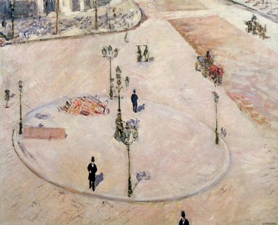 Trafikkøya på Boulevard Haussmann, 1880 av Gustave Caillebotte