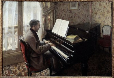 Ung mann som spiller piano. Maleri av Gustave Caillebotte (1848-1894) av Gustave Caillebotte