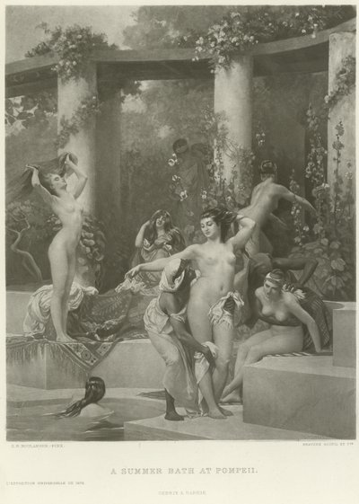 Et sommerbad i Pompeii (gravyr) av Gustave Clarence Rodolphe Boulanger