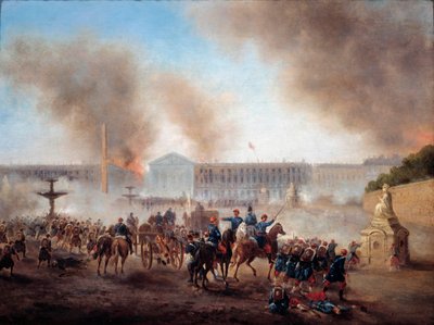 Kommune i Paris: "" scener med rimeutes på Place de la Concorde"" Maleri av Gustave Boulanger (1824-1888) Søn. 0,49x0,64 m Paris, Musee Carnavalet. av Gustave Clarence Rodolphe Boulanger