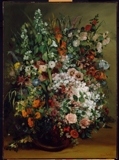 Bukett blomster i en vase av Gustave Courbet