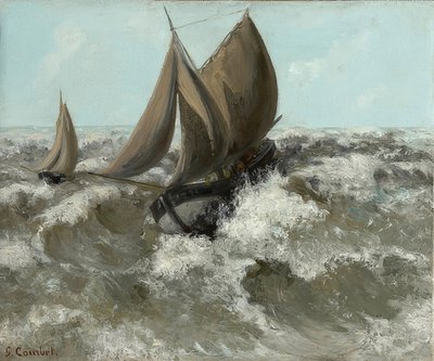 Seilbåten (sjølandskap). Rundt 1869 av Gustave Courbet