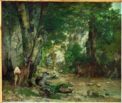 Hjortereservat ved Plaisir Fontaine (maleri på lerret) av Gustave Courbet