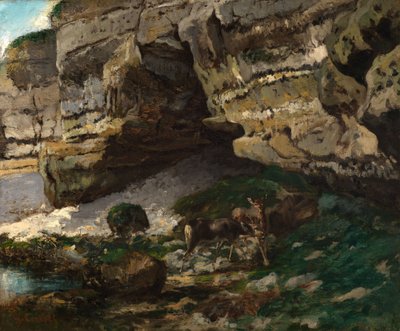 Steinete landskap med hjort av Gustave Courbet