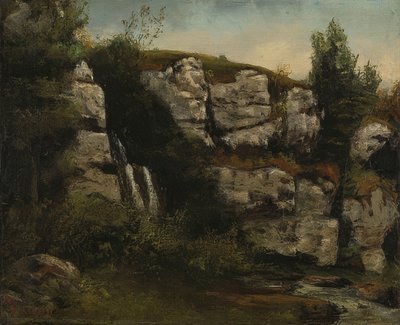 Landskap med steiner og foss. 1872 av Gustave Courbet