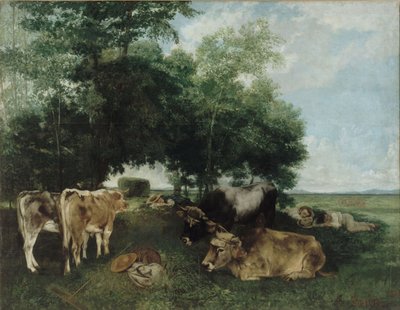 Blund under høysesongen, Doubs-fjellene av Gustave Courbet