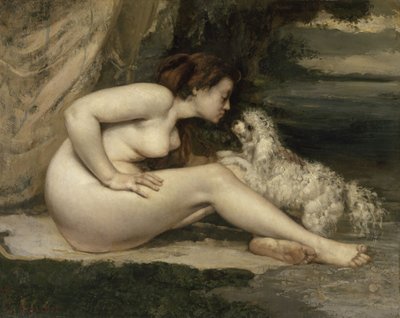Naken kvinne med en hund, 1861-1862 av Gustave Courbet
