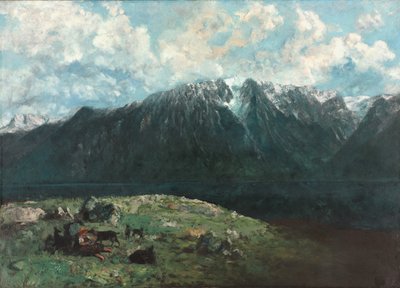 Panoramautsikt over Alpene, Les Dents du Midi, 1877 av Gustave Courbet