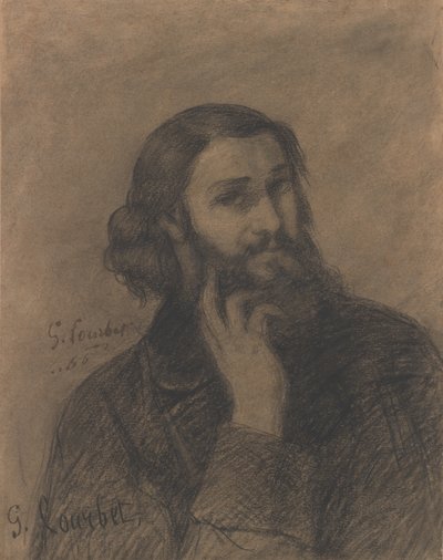 Selvportrett, ca. 1866 (conté fargestift) av Gustave Courbet