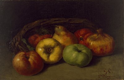 Stilleben med epler, pære og granatepler av Gustave Courbet