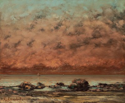 The Black Rocks ved Trouville av Gustave Courbet