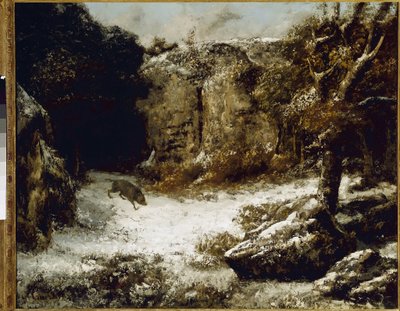 Vinterlandskap med villsvin Maleri av Gustave Courbet av Gustave Courbet