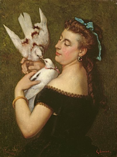 Kvinne med duer av Gustave Courbet