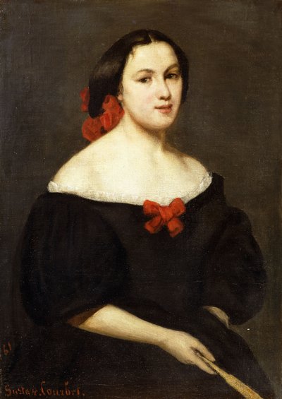 Kvinne med vifte; Femme a L"Eventail, 1861 av Gustave Courbet