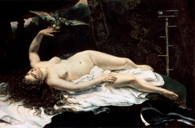 Kvinne med en papegøye, 1866. av Gustave Courbet