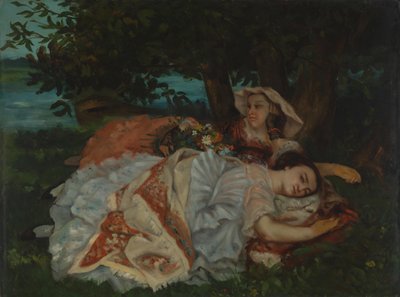 Unge damer på bredden av Seine, før 1857 av Gustave Courbet