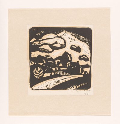 Landskap med hus, vei og fjell av Gustave De Smet (signed by artist)