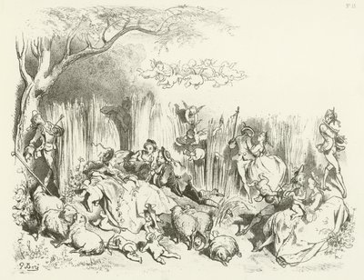 En pastoral under Ludvig den XV (gravyr) av Gustave Dore