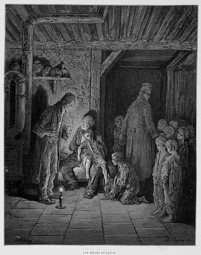 Et tilfluktshus - i "" London" av Gustave Dore av Gustave Dore