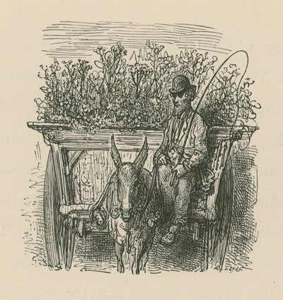 En mann som kjører en vogn lastet med planter og blomster av Gustave Dore