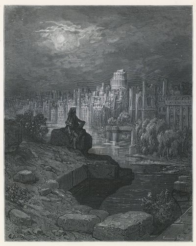 En reisende fra New Zealand som vurderer ruinene av London av Gustave Dore
