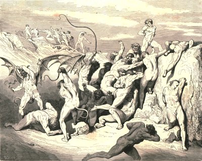 Ah! Hvordan de gjorde dem bundet ved den første stripen!, c1890. av Gustave Dore