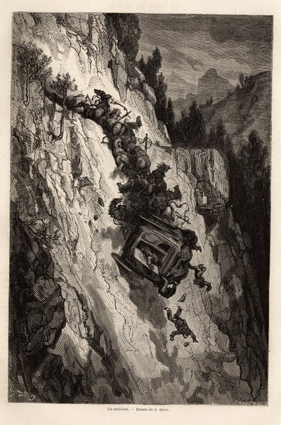 Et uhell med flid, tegning av Gustave Dore (1832-1883), for å illustrere hans reise til Spania, med C. Davillier, i 1862. Gravering i "" Le tour du monde ", redigert av Edouard Charton av Gustave Dore