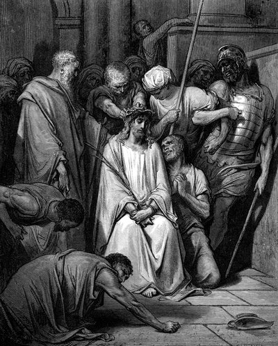 Kristus hånet og tornekronen plassert på hodet hans av Gustave Dore