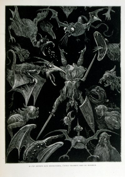 Croque-Mitaine; 1863 illustrasjon, av Gustave Dore (1832 – 1883); Fransk kunstner, grafiker, illustratør. Croque-Mitaine (The bogeyman) en ondsinnet karakter presentert for barn for å skremme dem og dermed gjøre dem klokere. av Gustave Dore
