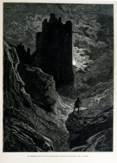 Croque-Mitaine; 1863 illustrasjon, av Gustave Dore (1832 – 1883); Fransk kunstner, grafiker, illustratør. Croque-Mitaine (The bogeyman) en ondsinnet karakter presentert for barn for å skremme dem og dermed gjøre dem klokere. av Gustave Dore