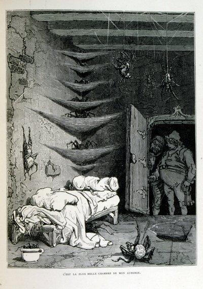 Croque-Mitaine; 1863 illustrasjon, av Gustave Dore (1832 – 1883); Fransk kunstner, grafiker, illustratør. Croque-Mitaine (The bogeyman) en ondsinnet karakter presentert for barn for å skremme dem og dermed gjøre dem klokere. av Gustave Dore