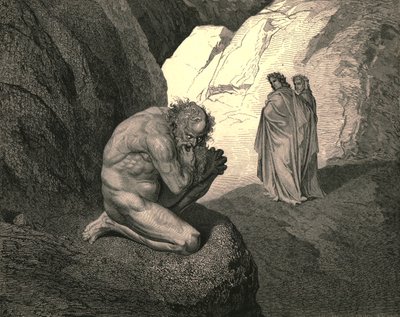 Forbannet ulv! Ditt raseri innvendig over deg selv rov, og fortær deg!, c1890. av Gustave Dore