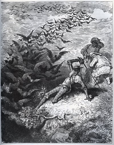 Don Quixote a la cave de Montesinos - An infinite number of crows and rooks fly out of Montesinos