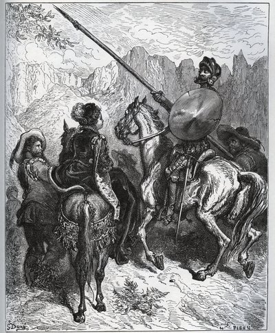Don Quixote godtar oppdraget foreslått av Dorothe-Princess of Micomicon - fra "Don Quixote de la Mancha" av Miguel Cervantes av Gustave Dore